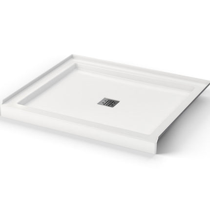B3Square 4236 Acrylic Alcove Shower Base in White with Center Drain - Plumbing Market