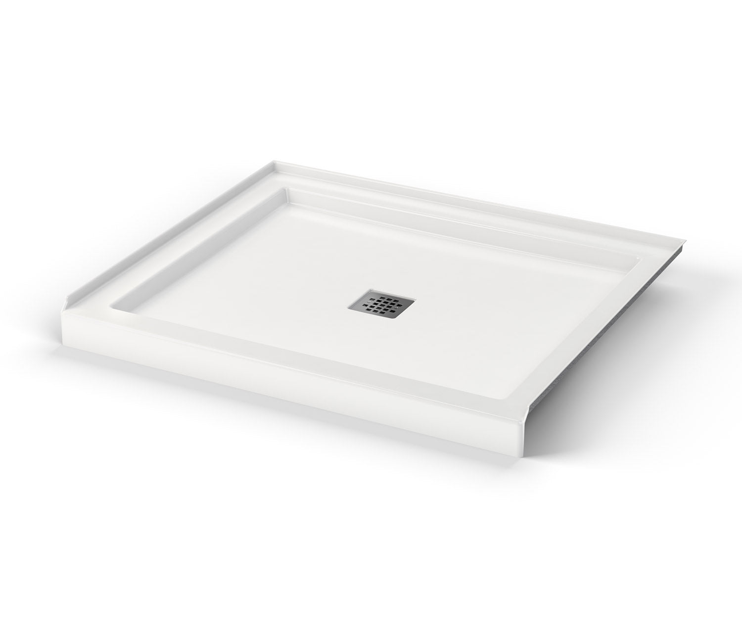 B3Square 4236 Acrylic Alcove Shower Base in White with Center Drain - Plumbing Market