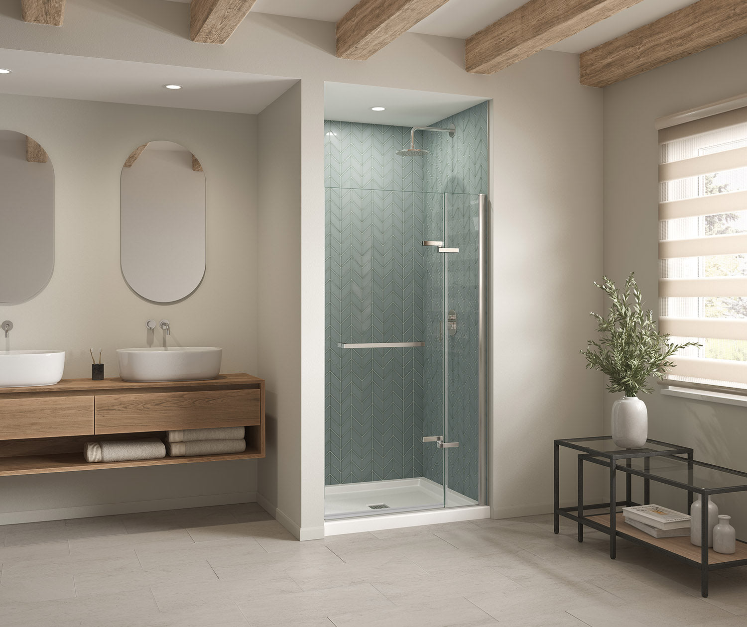 B3Square 4236 Acrylic Alcove Shower Base in White with Center Drain - Plumbing Market