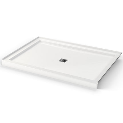 B3Square 6042 Acrylic Alcove Shower Base in White with Center Drain - Plumbing Market