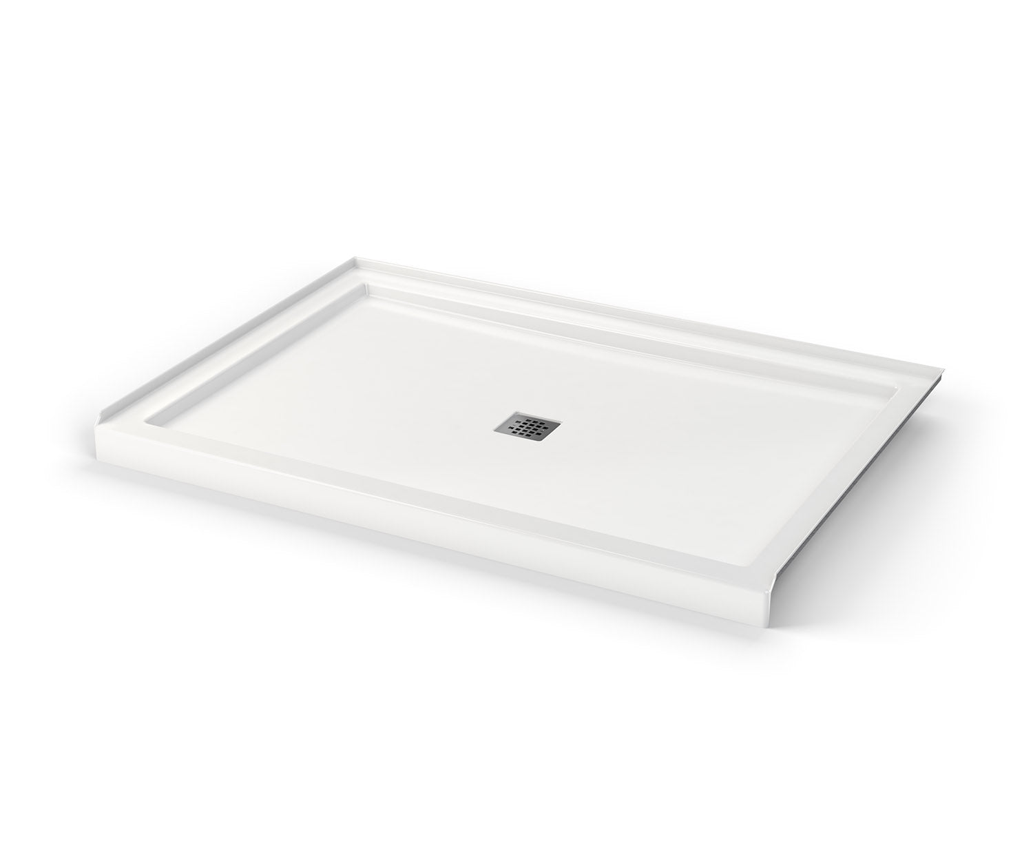 B3Square 6042 Acrylic Alcove Shower Base in White with Center Drain - Plumbing Market
