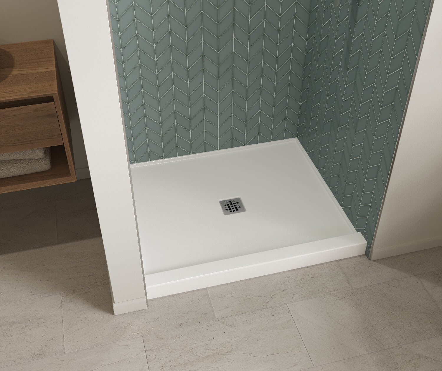 B3X 4236 Acrylic Alcove Shower Base with Center Drain in White - Plumbing Market
