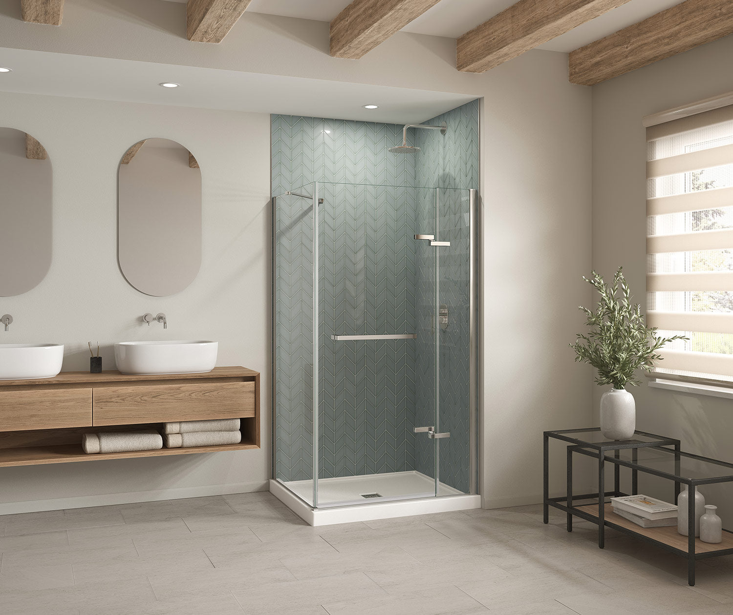 B3X 4236 Acrylic Corner Right Shower Base with Center Drain in White - Plumbing Market