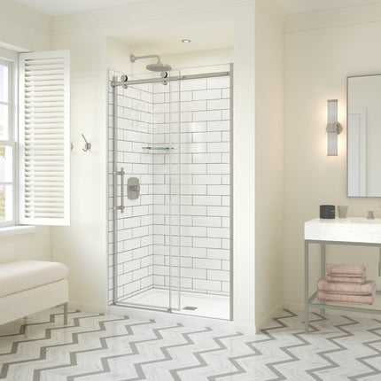 Odyssey SC 45-47 ½ x 78in. 8 mm Sliding Shower Door for Alcove Installation with Clear glass in Brushed Nickel - Plumbing Market