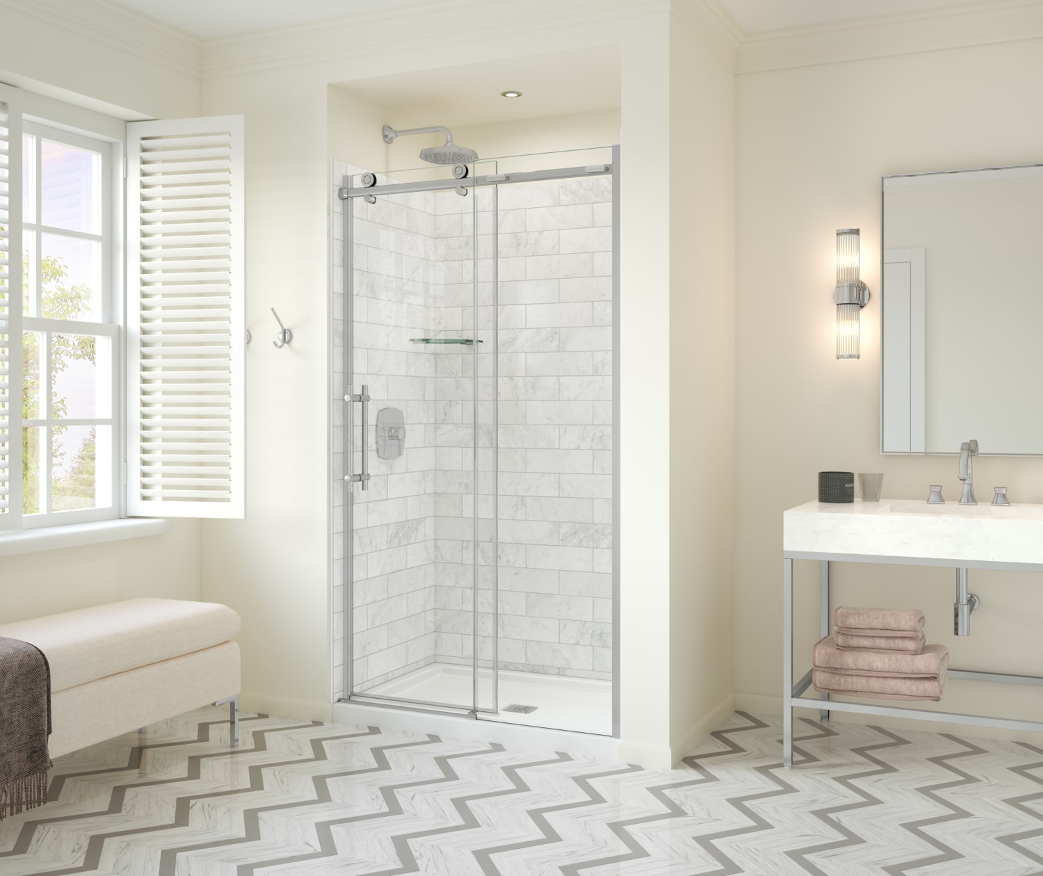 Odyssey SC 45-47 ½ x 78in. 8 mm Sliding Shower Door for Alcove Installation with Clear glass in Chrome - Plumbing Market