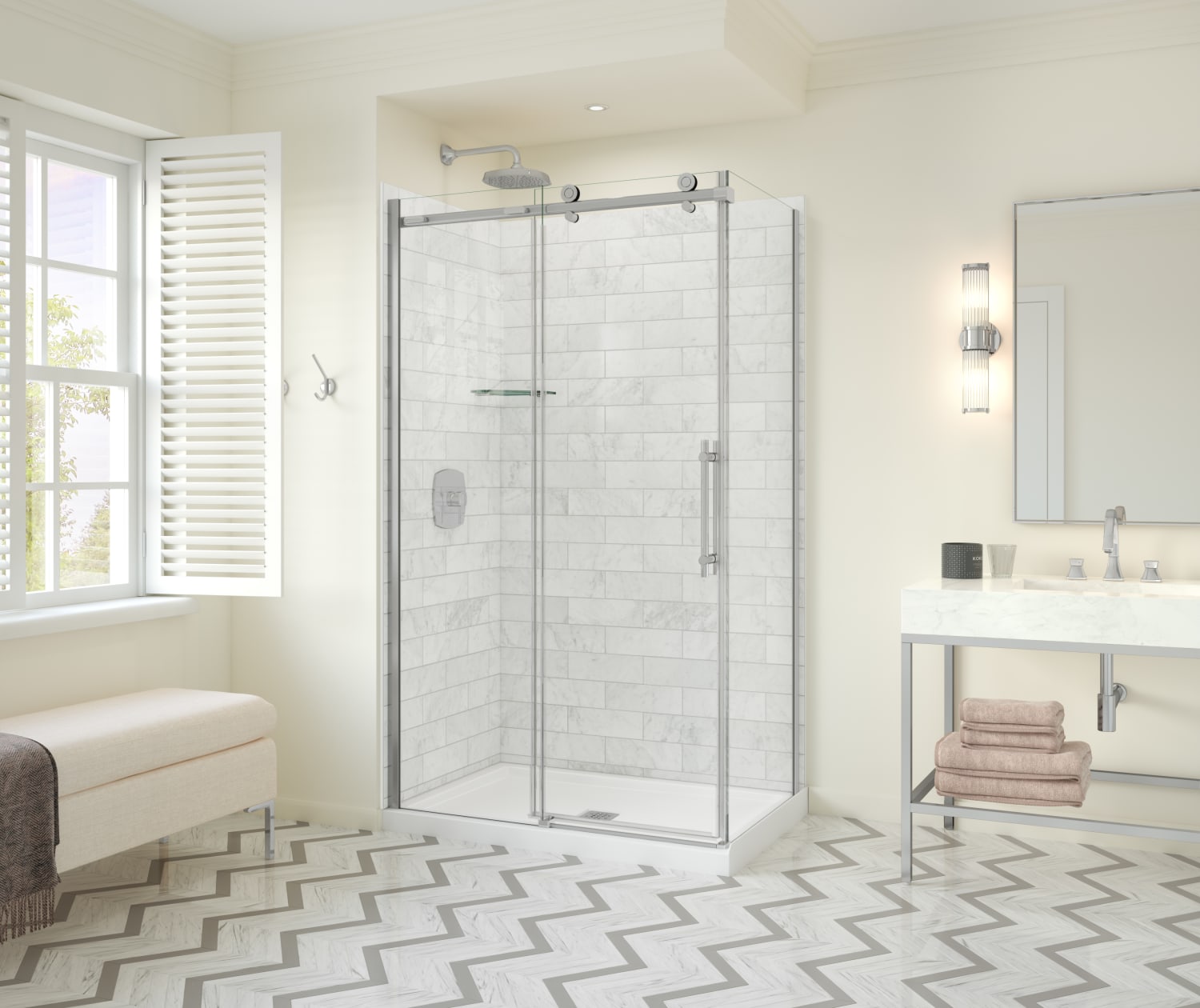 Odyssey SC 48" x 32" x 78" 8mm Sliding Shower Door for Corner Installation with Clear glass in Chrome - Plumbing Market