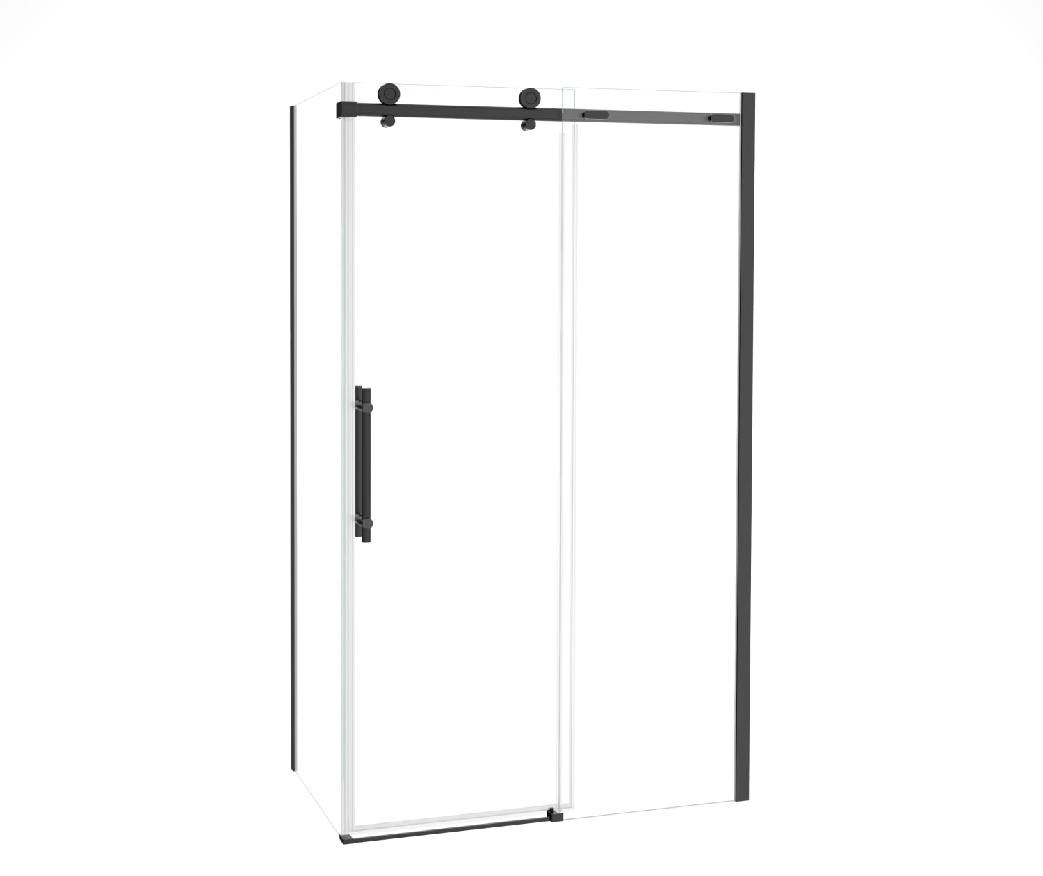 Odyssey SC 48" x 32" x 78" 8mm Sliding Shower Door for Corner Installation with Clear glass in Matte Black - Plumbing Market