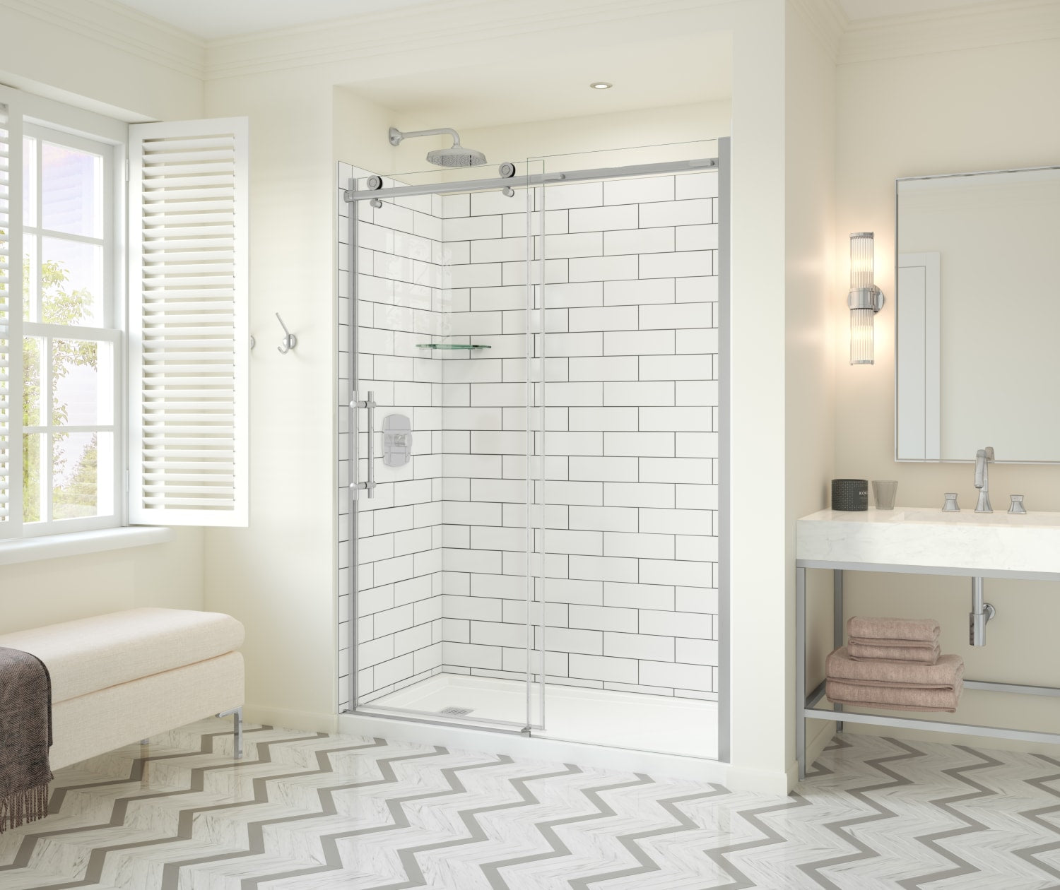 Odyssey SC 57-59 ½ x 78in. 8 mm Sliding Shower Door for Alcove Installation with Clear glass in Chrome - Plumbing Market