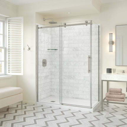 Odyssey SC 60" x 32" x 78" 8mm Sliding Shower Door for Corner Installation with Clear glass in Brushed Nickel - Plumbing Market