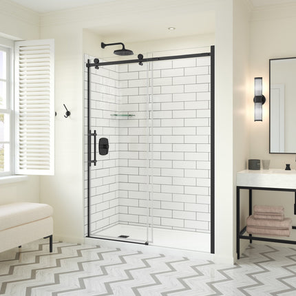 Odyssey SC 57-59 ½ x 78in. 8 mm Sliding Shower Door for Alcove Installation with Clear glass in Matte Black - Plumbing Market