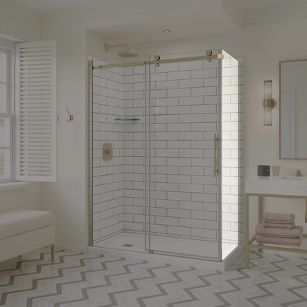 Odyssey SC Return Panel for 32 in. Base in Clear glass in Brushed Gold - Plumbing Market