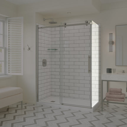 Odyssey SC Return Panel for 32 in. Base in Clear glass in Brushed Nickel - Plumbing Market