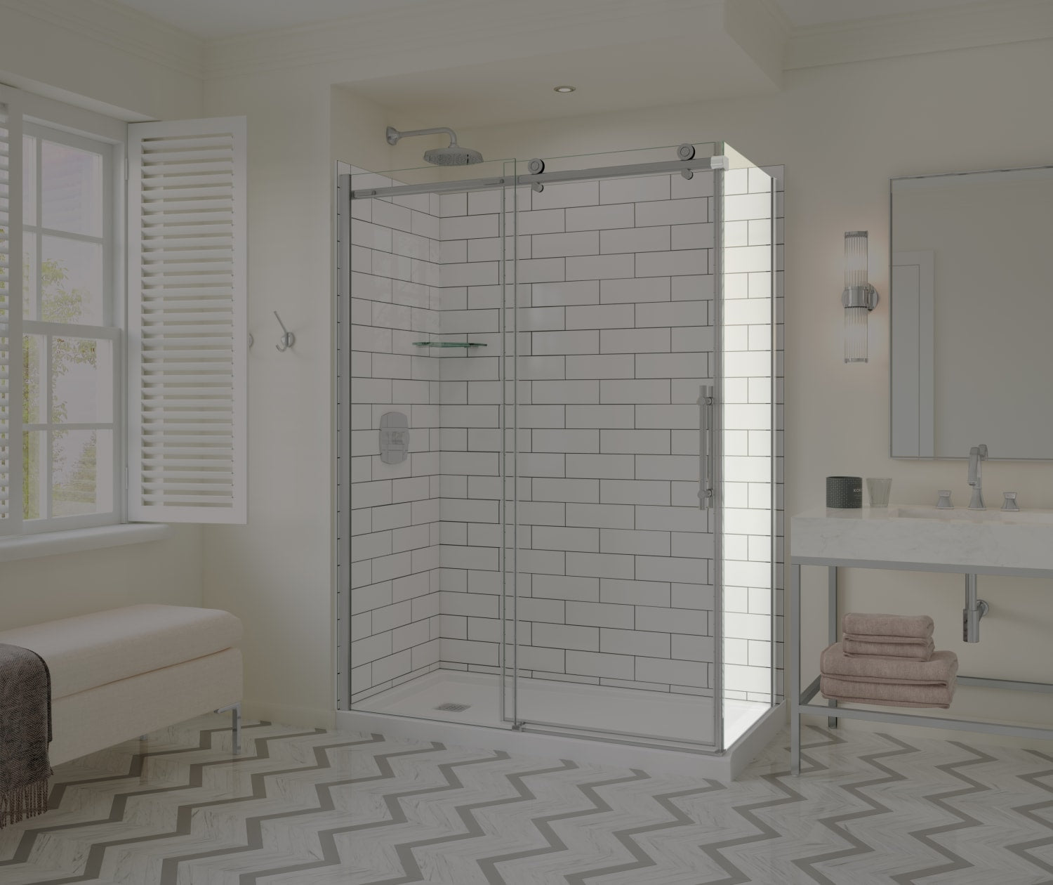 Odyssey SC Return Panel for 32 in. Base in Clear glass in Chrome - Plumbing Market