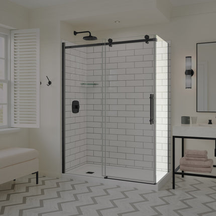 Odyssey SC Return Panel for 32 in. Base in Clear glass in Matte Black - Plumbing Market