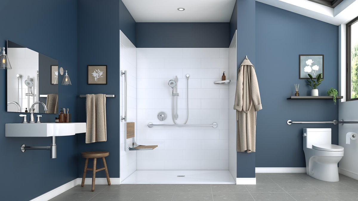 Maax Acolyte 6238 Acrylic Alcove Shower Base in White with Anti-slip and ABS Center Drain in Matte Black - image 3