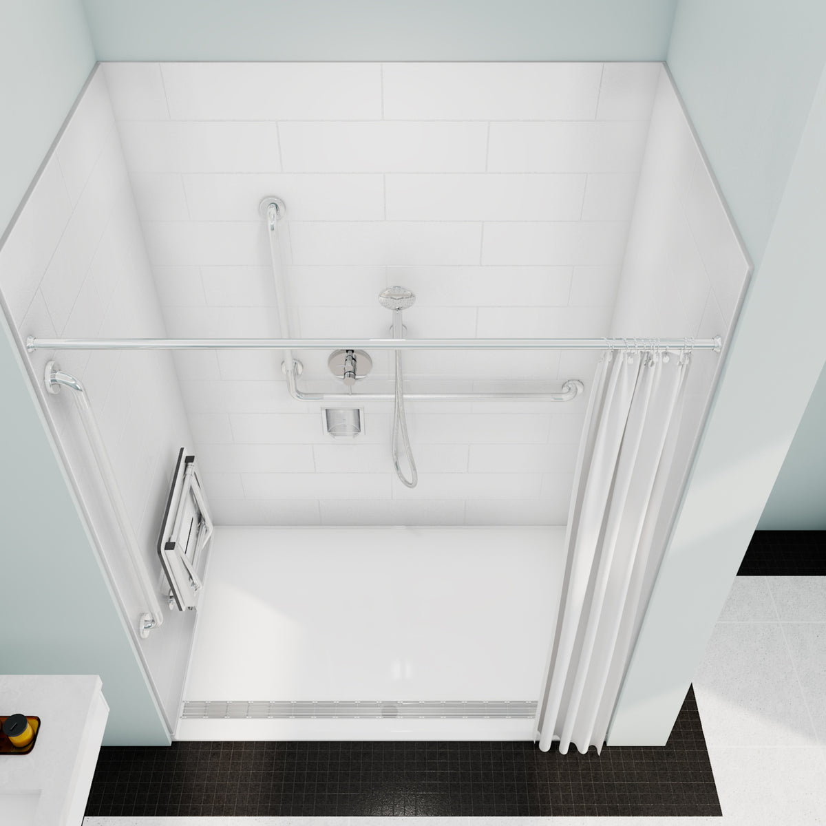 Maax Acolyte 6238 AcrylX Alcove Shower Base in White with ABS Linear Drain in White