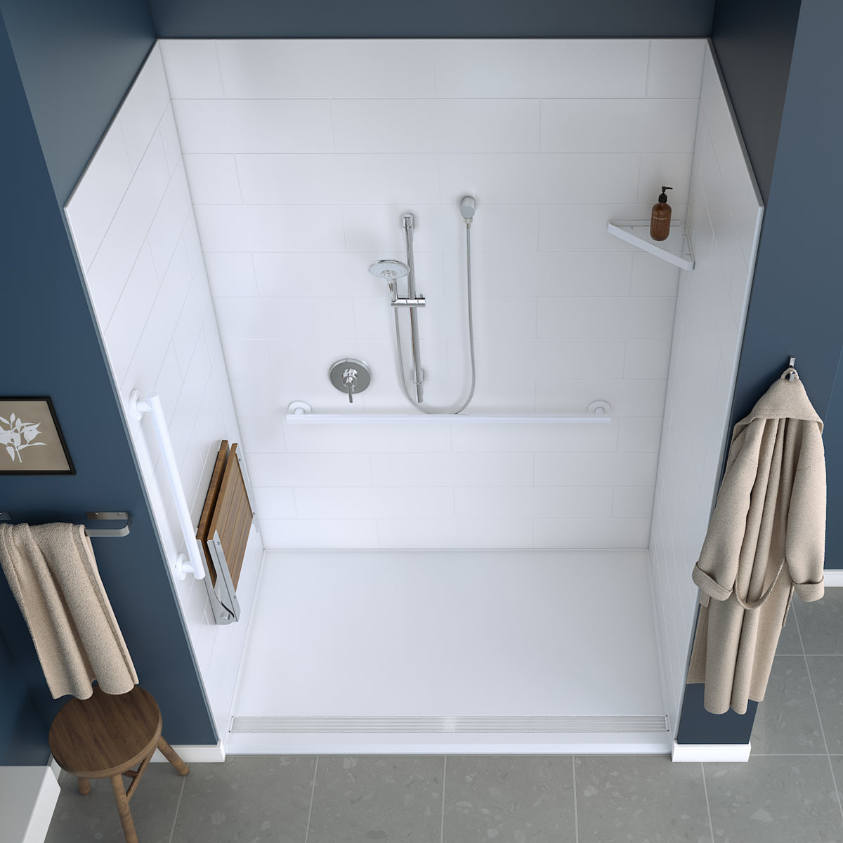Maax Acolyte 6238 AcrylX Alcove Shower Base in White with ABS Linear Drain in White - image 4