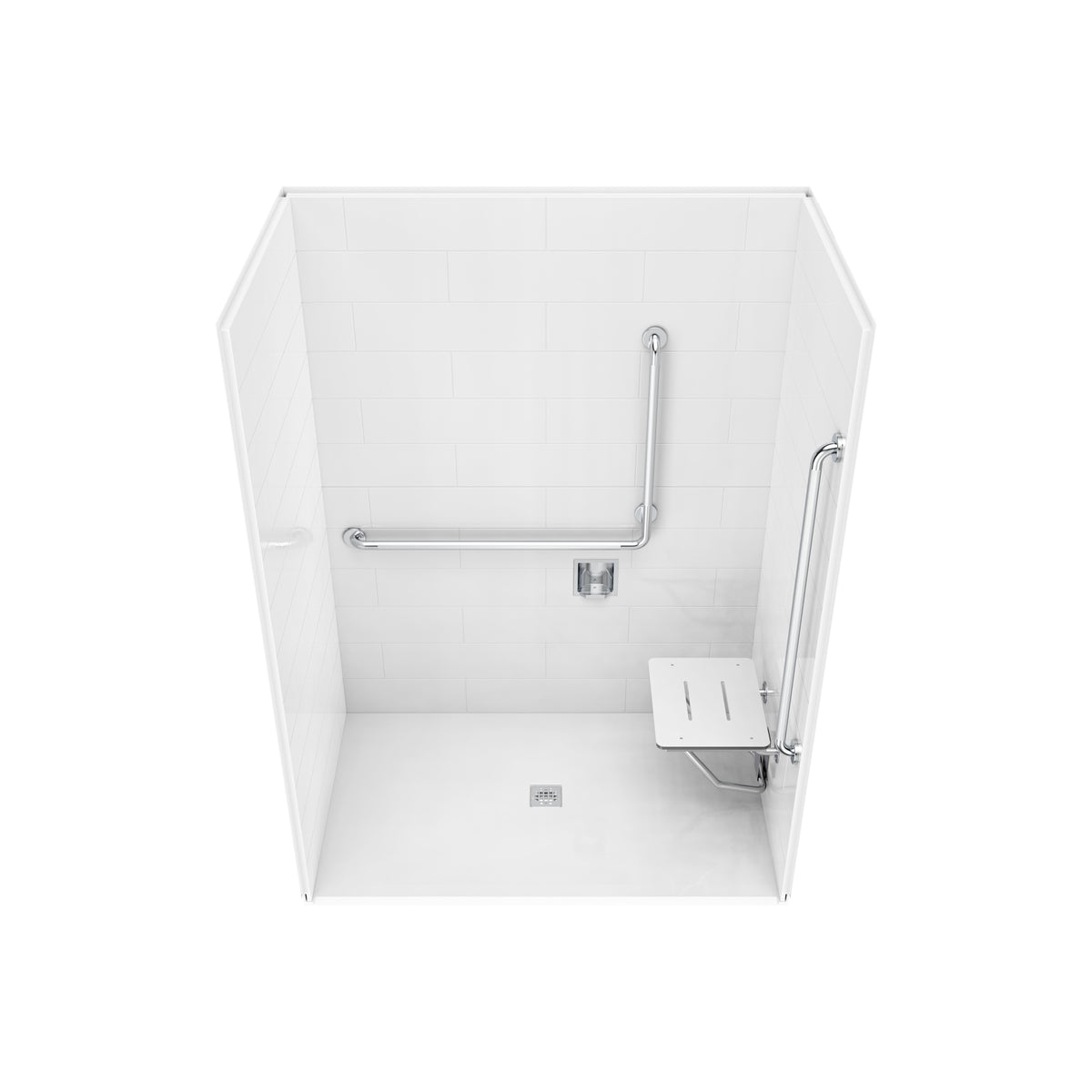 Maax Acolyte 6238 - NBC Alberta Compliant Alcove Five-Piece Shower with ABS Center Drain in Chrome and Left Soap Dish - image 13