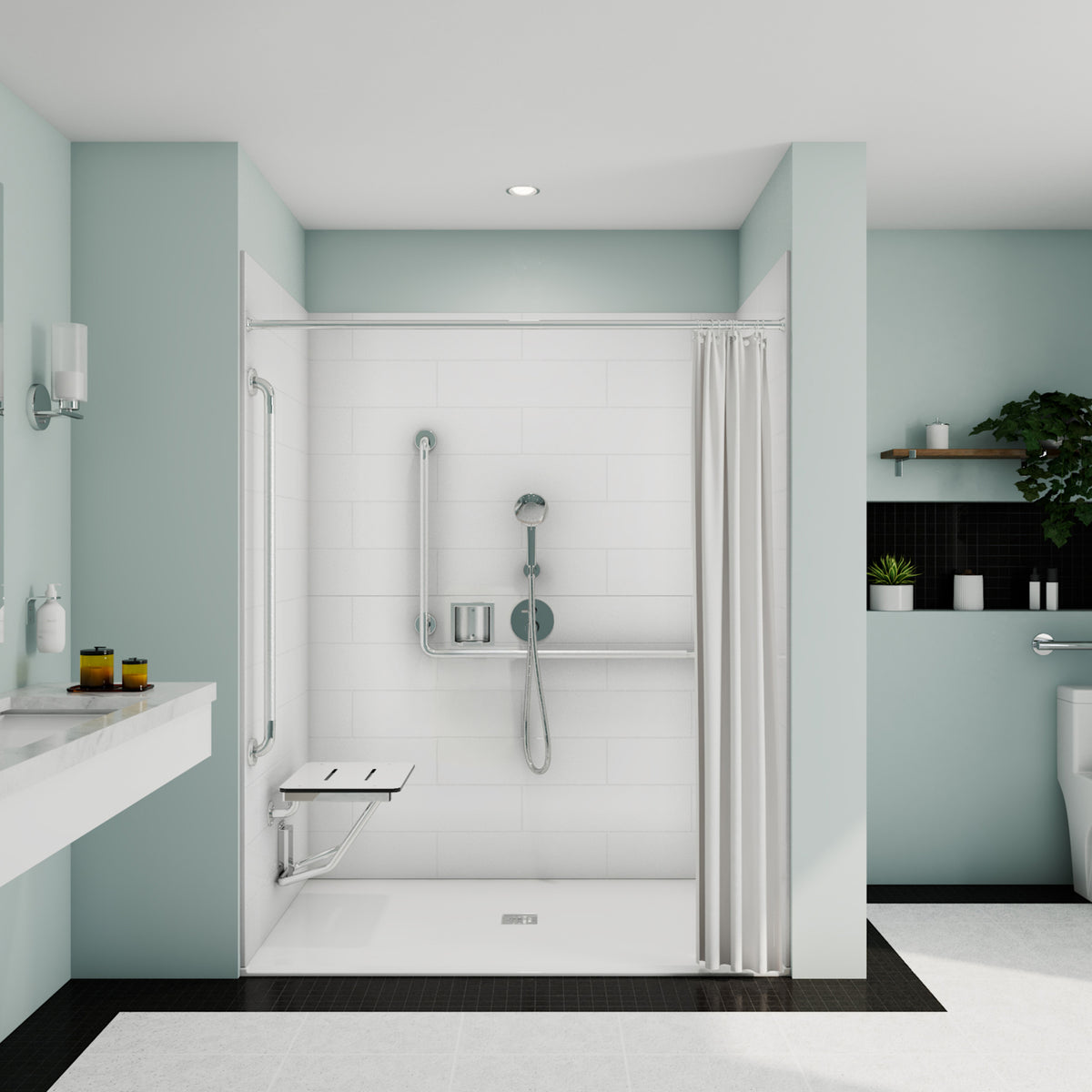 Maax Acolyte 6238 - NBC Alberta Compliant Alcove Five-Piece Shower with ABS Center Drain in Chrome and Left Soap Dish - image 14
