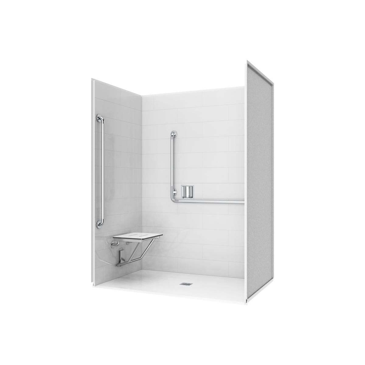 Maax Acolyte 6238 - NBC Alberta Compliant Alcove Five-Piece Shower with ABS Center Drain in Chrome and Left Soap Dish - image 16