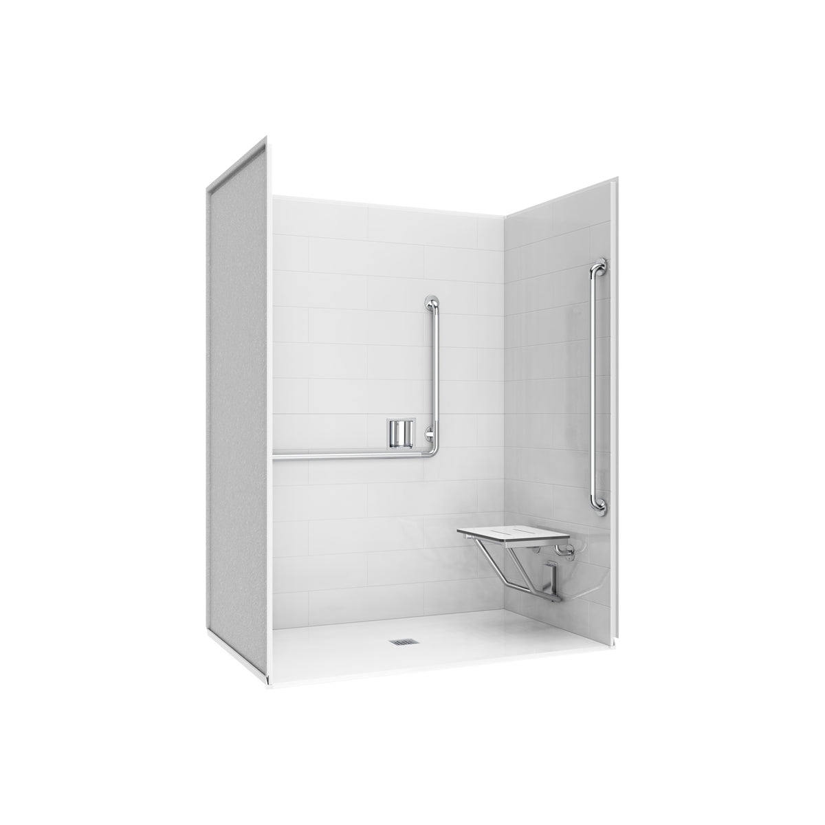 Maax Acolyte 6238 - NBC Alberta Compliant Alcove Five-Piece Shower with ABS Center Drain in Chrome and Left Soap Dish - image 20