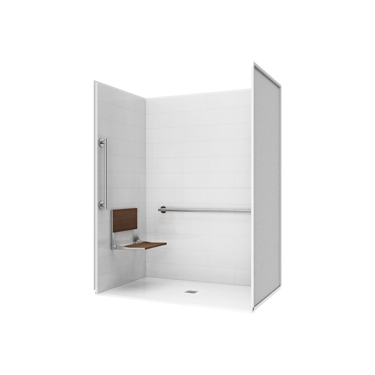 Maax Acolyte 6238 - NBC Alberta Compliant Alcove Five-Piece Shower with ABS Center Drain in Chrome and Left Soap Dish - image 23