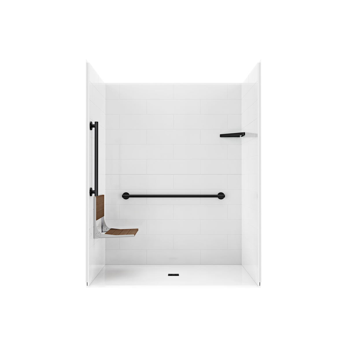 Maax Acolyte 6238 - NBC Alberta Compliant Alcove Five-Piece Shower with ABS Center Drain in Chrome and Left Soap Dish - image 29