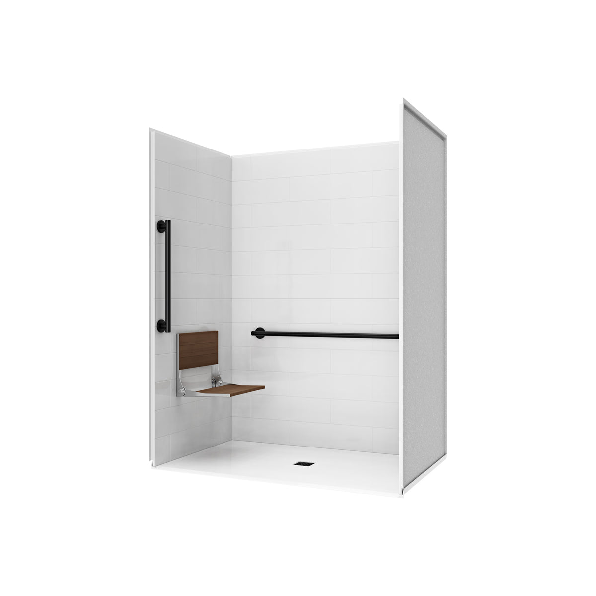Maax Acolyte 6238 - NBC Alberta Compliant Alcove Five-Piece Shower with ABS Center Drain in Chrome and Left Soap Dish - image 30