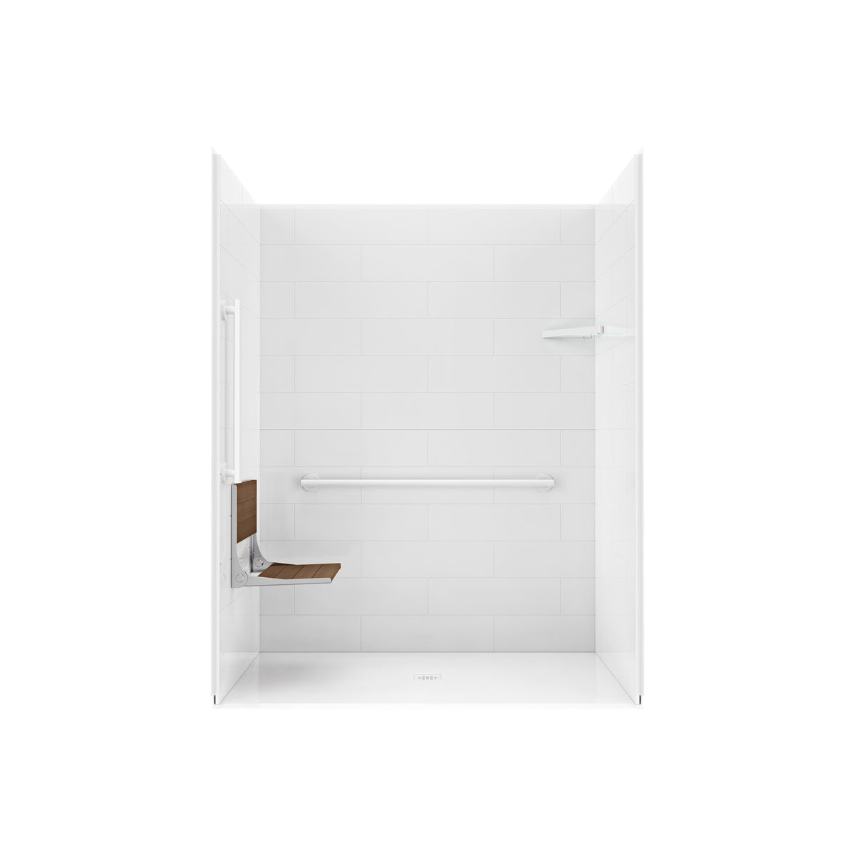 Maax Acolyte 6238 - NBC Alberta Compliant Alcove Five-Piece Shower with ABS Center Drain in Chrome and Left Soap Dish - image 36