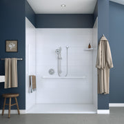 Maax Acolyte 6238 - NBC Compliant AcrylX Direct-to-stud Four-piece Alcove Shower Wall Kit with Right Soap Dish
