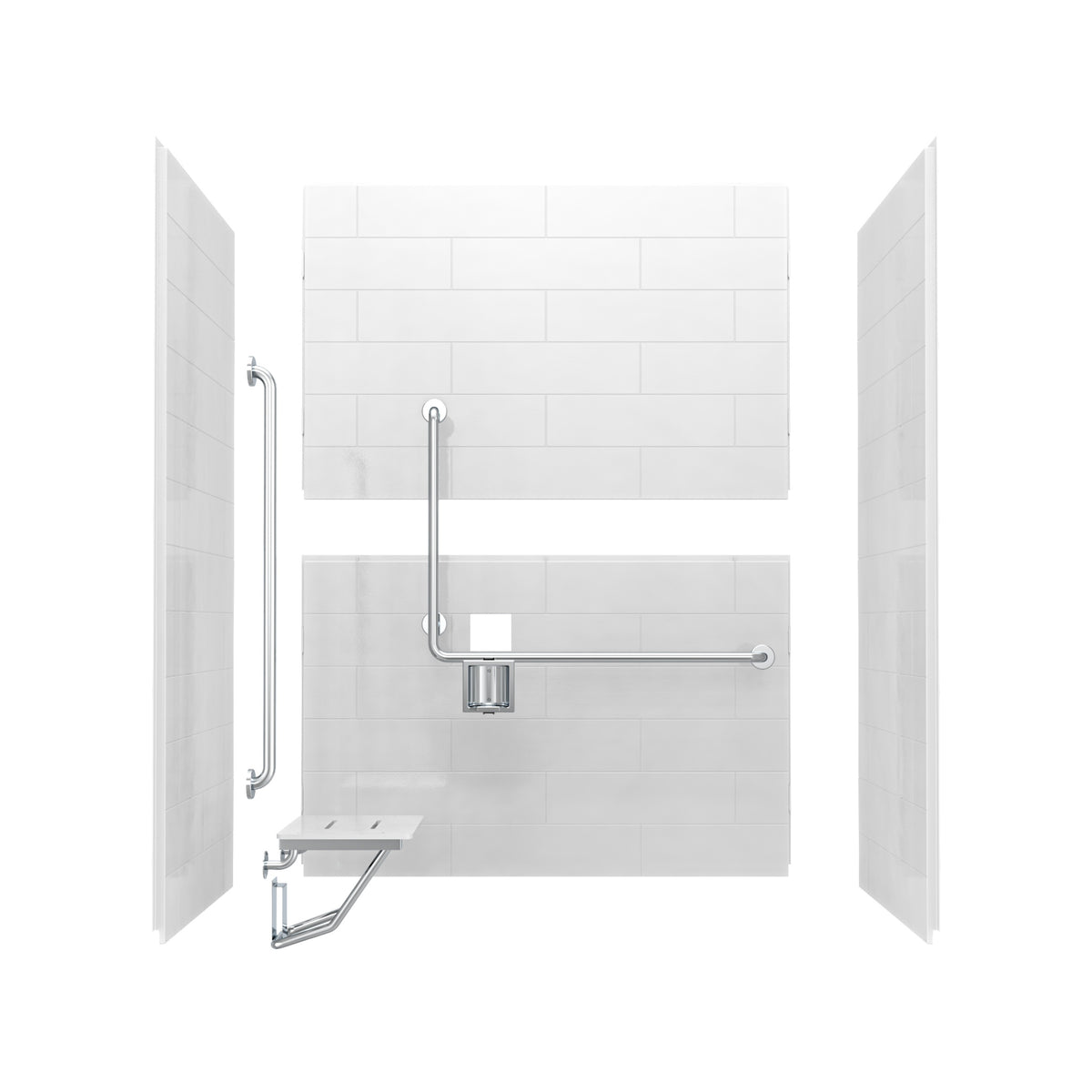 Maax Acolyte 6238 - NBC Compliant AcrylX Direct-to-stud Four-piece Alcove Shower Wall Kit with Right Soap Dish - image 11