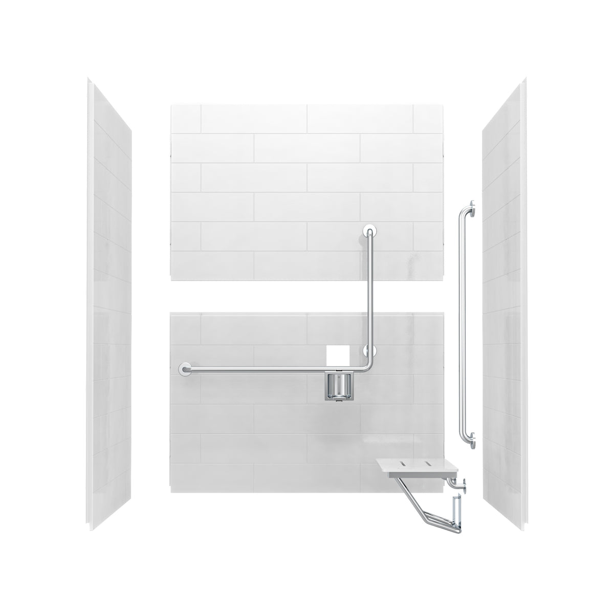 Maax Acolyte 6238 - NBC Compliant AcrylX Direct-to-stud Four-piece Alcove Shower Wall Kit with Right Soap Dish - image 13