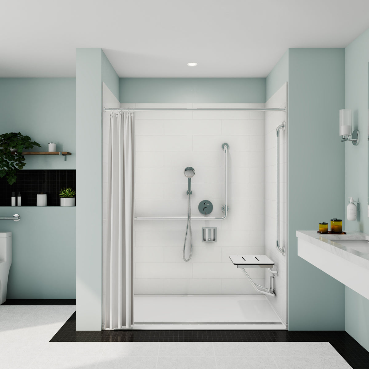 Maax Acolyte 6238 - NBC Compliant AcrylX Direct-to-stud Four-piece Alcove Shower Wall Kit with Right Soap Dish - image 8