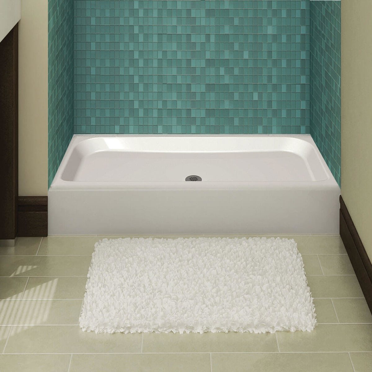 Maax Alaska Base 42 x 32 AcrylX Alcove Shower Base with Center Drain in White