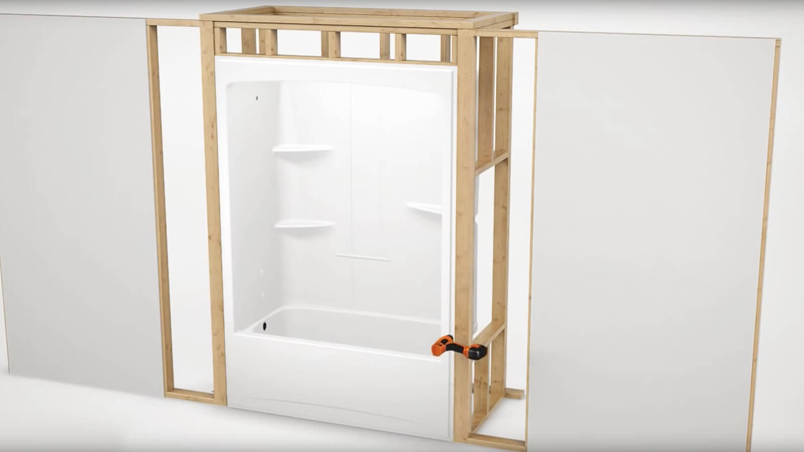 Allia Access TS-6032 Acrylic Alcove Left-Hand Drain One-Piece Tub Shower in White - Plumbing Market