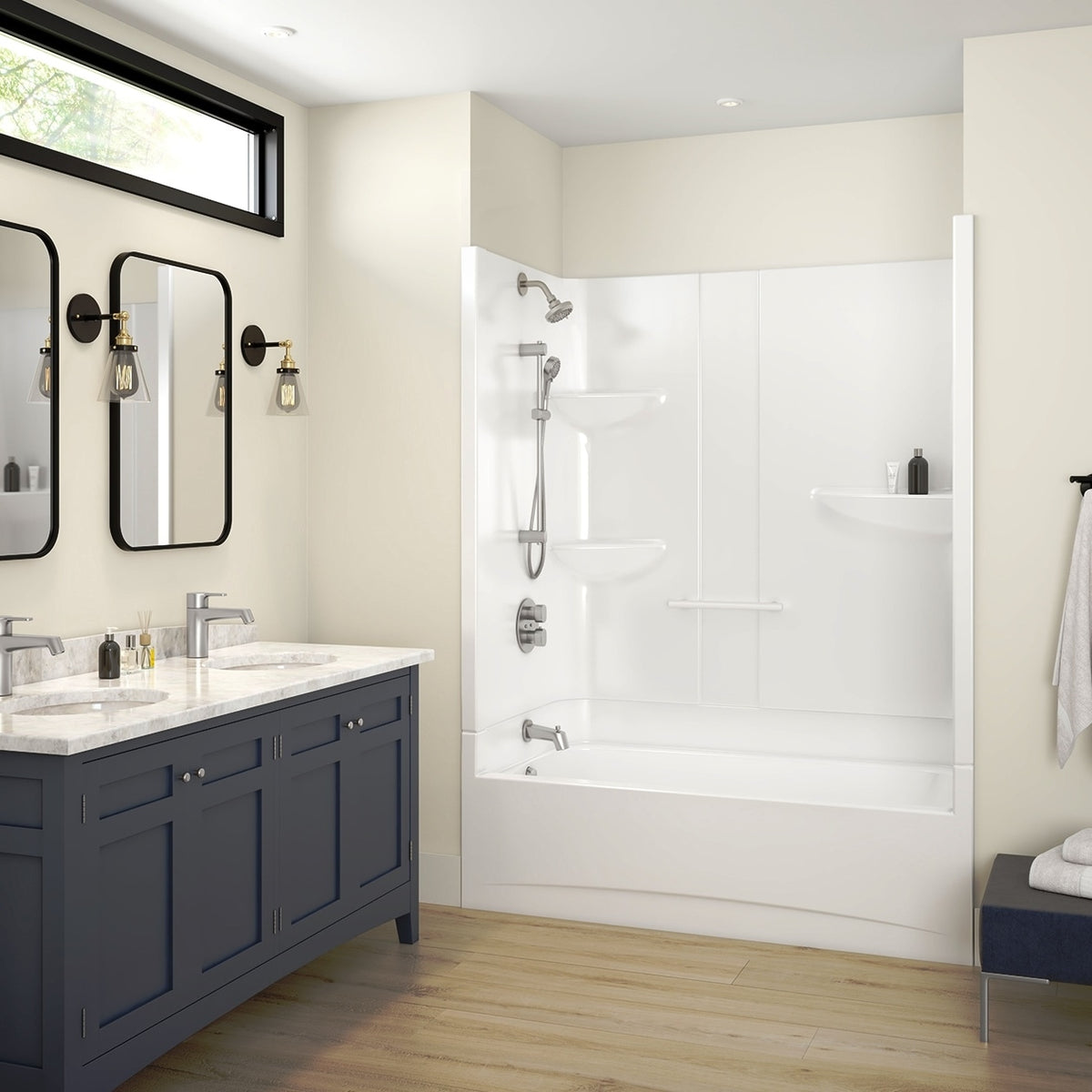 Maax Allia Access TS-6032 AFR Acrylic Alcove Two-Piece Tub Shower in White