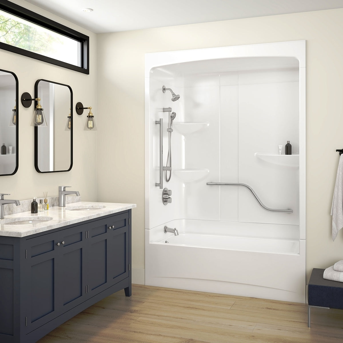 Maax Allia Access TSR-6032 AFR Acrylic Alcove Three-Piece Tub Shower in White - image 2