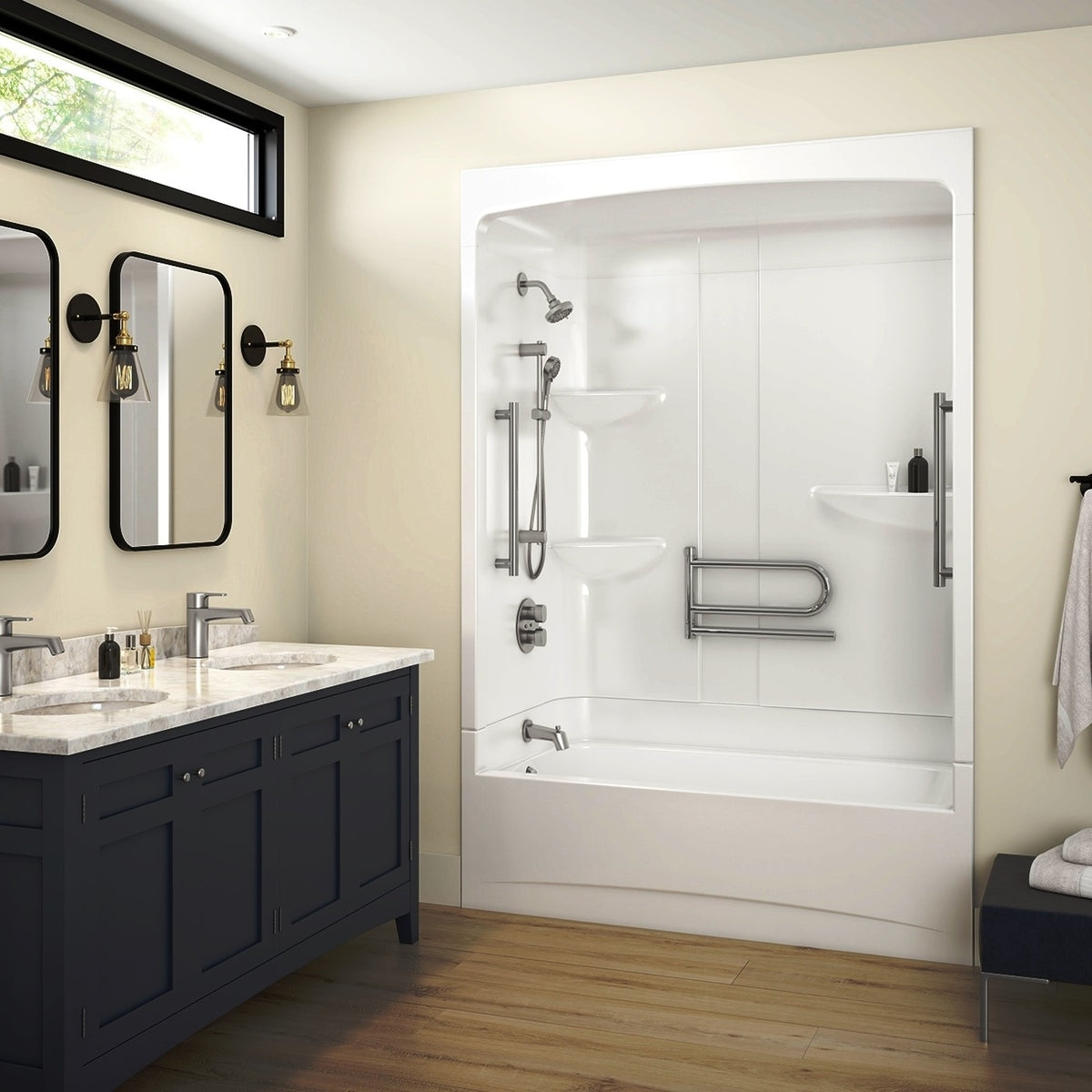 Maax Allia Access TSR-6032 AFR Acrylic Alcove Three-Piece Tub Shower in White - image 3