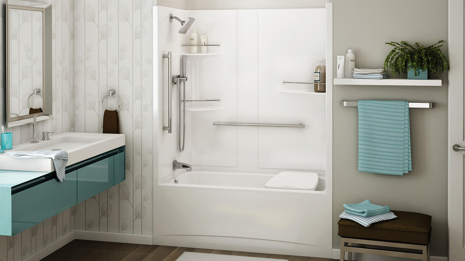 Allia Access TS-6032 Acrylic Alcove Left-Hand Drain One-Piece Tub Shower in White - Plumbing Market