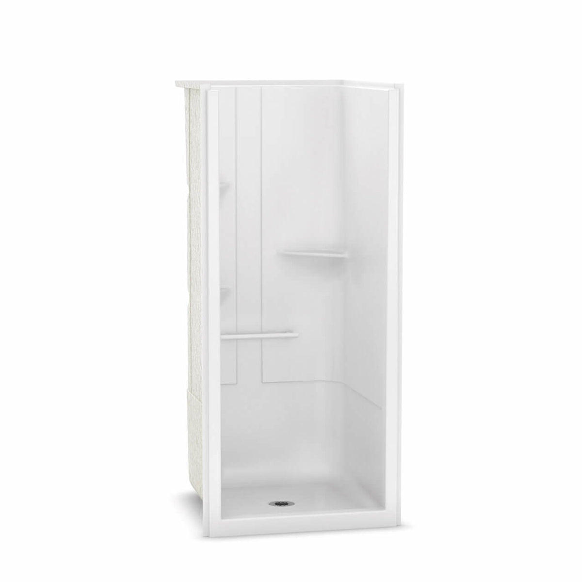 Maax Allia SH-3636 Acrylic Alcove Center Drain No Seat One-Piece Shower in White - image 3