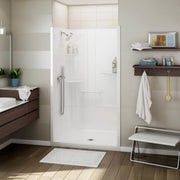 Maax Allia SH-4834 Acrylic Alcove Center Drain Right Molded Seat One-Piece Shower in White