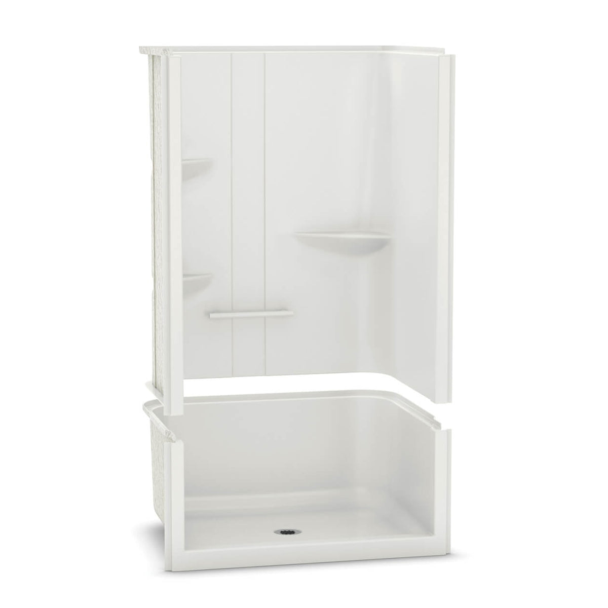 Maax Allia SH-4834 Acrylic Alcove Center Drain Right Molded Seat Two-Piece Shower in White - image 2