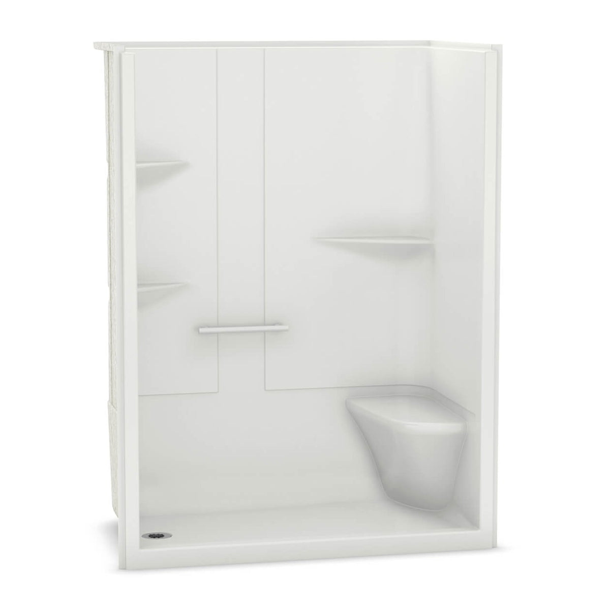 Maax Allia SH-6034 Acrylic Alcove Left Molded Seat One-Piece Shower in White - image 3