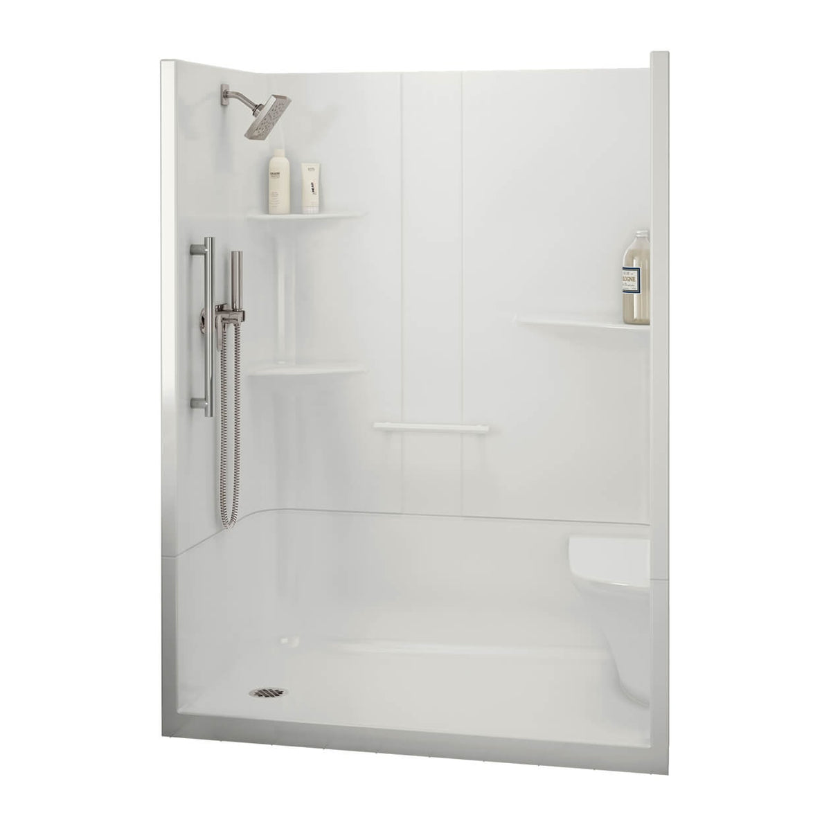 Maax Allia SH-6034 Acrylic Alcove Right Molded Seat Two-Piece Shower in White - image 2