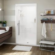Maax Allia SHR-4834 Acrylic Alcove Center Drain Left Molded Seat One-Piece Shower in White