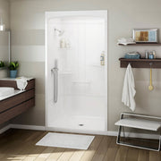 Maax Allia SHR-4834 Acrylic Alcove Center Drain Left Molded Seat Three-Piece Shower in White