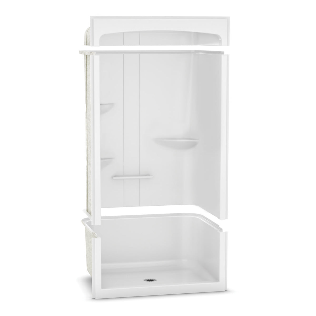Maax Allia SHR-4834 Acrylic Alcove Center Drain Left Molded Seat Three-Piece Shower in White - image 2