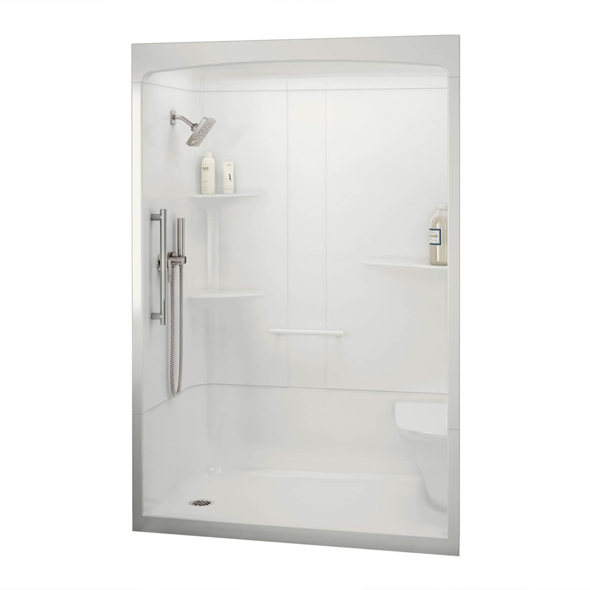 Maax Allia SHR-6034 Acrylic Alcove Left Molded Seat Three-Piece Shower in White - image 2
