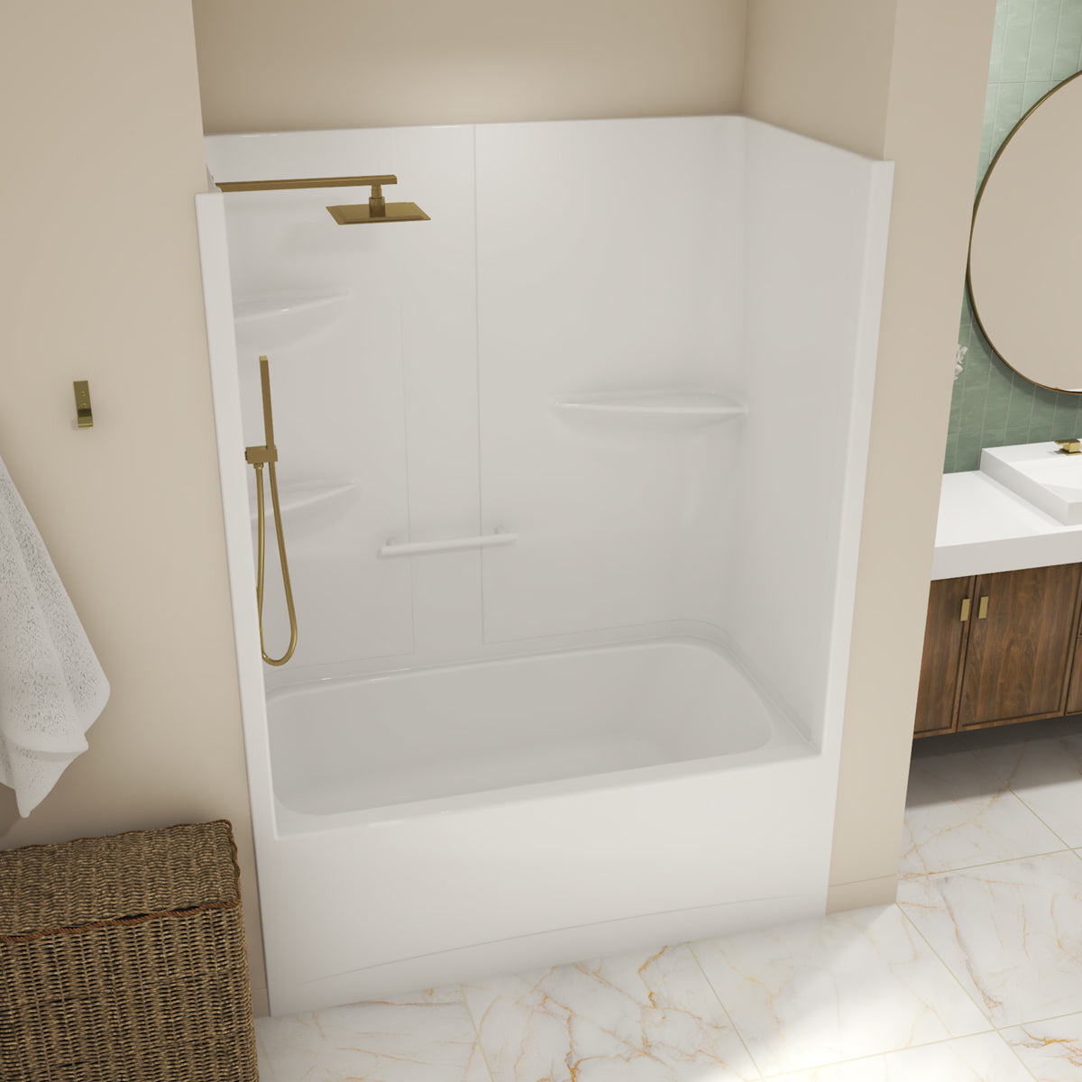 Maax Allia TS-6032 Acrylic Alcove One-Piece Tub Shower in White - image 3