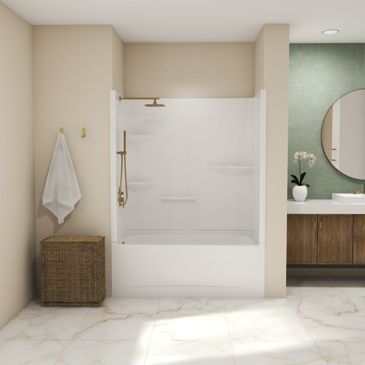 Maax Allia TS-6032 Acrylic Alcove Two-Piece Tub Shower in White